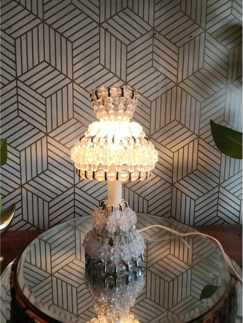 Vintage Petite Beaded Boudoir Accent Lamp